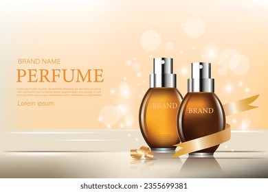 perfume cosmetic and light background