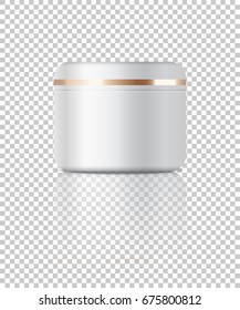 Perfume cream bottle with mirror reflection isolated on transparent background.