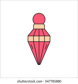 Perfume in crystal shape bottle symbol flat sign line icon on background