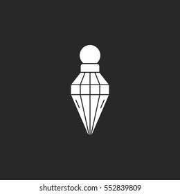 Perfume in crystal shape bottle symbol silhouette sign line icon on background