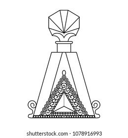Perfume with decorative ornament. Vector perfume bootle with doodle  in white background for coloring book or creative Post Card
