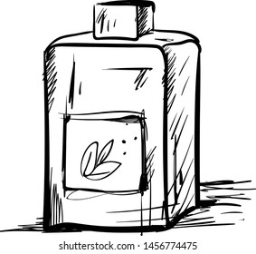 Perfume drawing, illustration, vector on white background