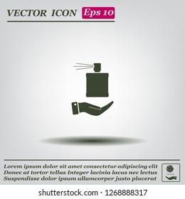 Perfume, eau de toilette, perfumery on the hand. Vector icon.