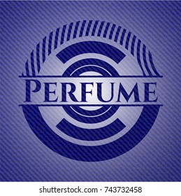 Perfume emblem with denim high quality background