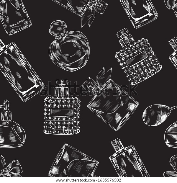 Perfume Fashion Chalk Vector Seamless Pattern Stock Vector Royalty Free