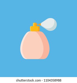 Perfume flat icon isolated on blue background. Beauty and Makeup sign symbols in flat style. Vector illustration for web and mobile design.