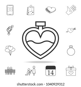 perfume in the form of heart icon. Set of Love element icons. Premium quality graphic design. Signs, outline symbols collection icon for websites, web design, mobile app on white background