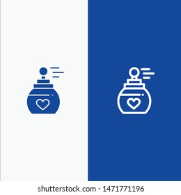 Perfume, Fragmented, Fragrant, Aroma,  Line and Glyph Solid icon Blue banner Line and Glyph Solid icon Blue banner
