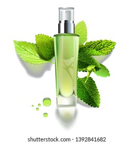 
perfume fragrance, aroma, odor, perfume butle , redolence vial mint leaves makeup organic