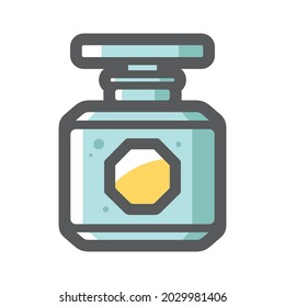 Botella de vidrio Perfume Icono del vector Ilustración de dibujos animados.