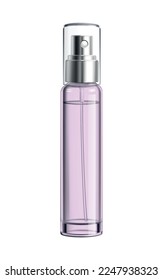 Perfume glass bottles full of liquid realistic 3d transparent composition with isolated image on blank background vector illustration