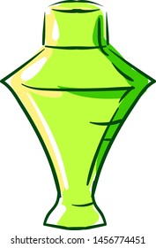 Perfume in green bottle, illustration, vector on white background