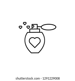 perfume with heart icon. Simple thin line, outline vector of valentines day icons for UI and UX, website or mobile application on white background