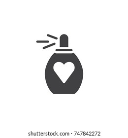 Perfume with heart icon vector, filled flat sign, solid pictogram isolated on white. Symbol, logo illustration.