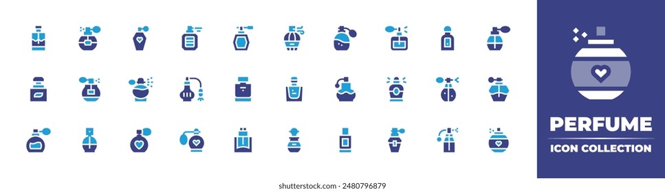 Perfume icon collection. Duotone color. Vector illustration. Containing perfume, fragance, fragrance, cologne, parfum.