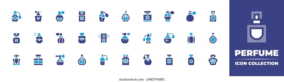 Perfume icon collection. Duotone color. Vector illustration. Containing perfume, airpurifier, fragance, fragrance, airfreshener, beauty.