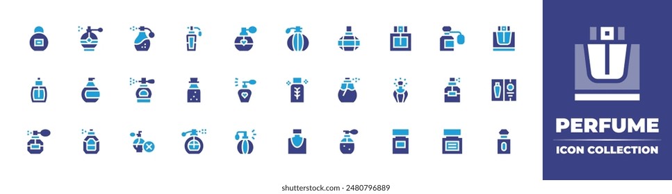 Perfume icon collection. Duotone color. Vector illustration. Containing noperfume, perfume, fragance, cologne, parfume, fragrance.