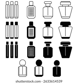 coleção de ícones de perfume, linha, glifo e misturado