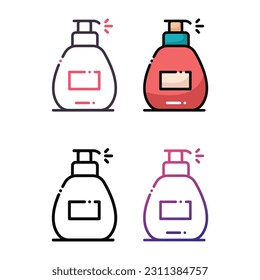 Diseño de icono Perfume en cuatro colores de variación