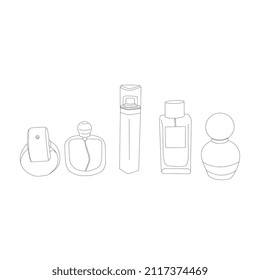 Vector de diseño de icono Perfume, iconos de línea de belleza 