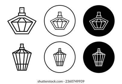 Perfume icon. Diamond shape elegant fragrance bottle with sprayer symbol. Luxury women scent container vector. cologne aroma liquid essence sign. 