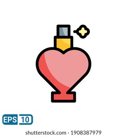 perfume icon in filled line style icon isolated on white background. sign symbol for valentine's day. EPS 10