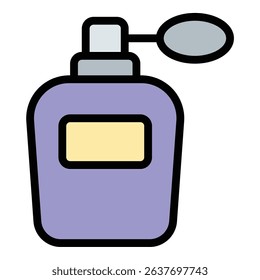 Perfume icon flat line style illustration representing fragrance and personal grooming, suitable for beauty, fashion, and personal care-related projects