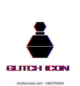 Perfume icon flat. Simple pictogram - Glitch effect. Vector illustration symbol