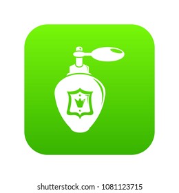 Perfume icon green vector isolated on white background