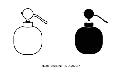 Icono de perfume. Línea con trazo editable y plano para el Web