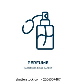 Perfume icon. Linear vector illustration from hairdressing and barber shop collection. Outline perfume icon vector. Thin line symbol for use on web and mobile apps, logo, print media.