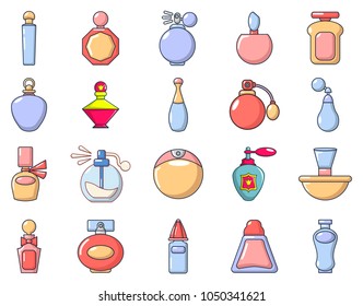 Perfume icon set. Cartoon set of perfume vector icons for web design isolated on white background