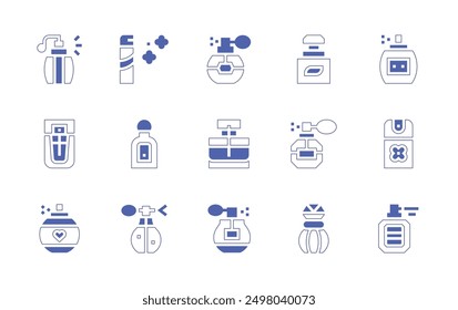 Perfume icon set. Duotone style line stroke and bold. Vector illustration. Containing perfume, fragance, fragrance, airfreshener, parfume, parfum.