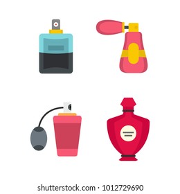 Perfume icon set. Flat set of perfume vector icons for web design isolated on white background