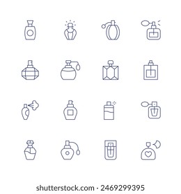 Perfume icon set. Thin line icon. Editable stroke. Containing beauty, fragrance, parfum, perfume.