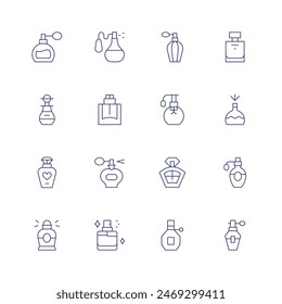 Perfume icon set. Thin line icon. Editable stroke. Containing airfreshener, cologne, fragance, fragrance, perfume.