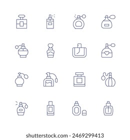 Perfume icon set. Thin line icon. Editable stroke. Containing cologne, fragance, fragrance, perfume.