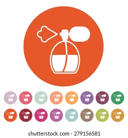 The perfume icon. sprayer symbol. Flat Vector illustration. Button Set