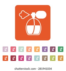 The perfume icon. sprayer symbol. Flat Vector illustration. Button Set