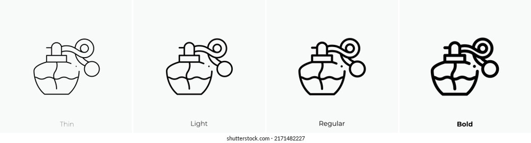 perfume icon. Thin, Light Regular And Bold style design isolated on white background