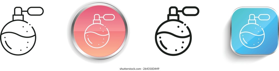 Icono de perfume. Diseño de estilo lineal delgado, regular y de Botón aislado sobre fondo blanco