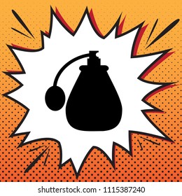 Perfume icon. Vector. Comics style icon on pop-art background.