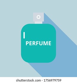 Perfume icon vector. Flat design on light blue background.