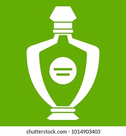 Perfume icon white isolated on green background. Vector illustration