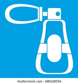 Perfume icon white isolated on blue background vector illustration