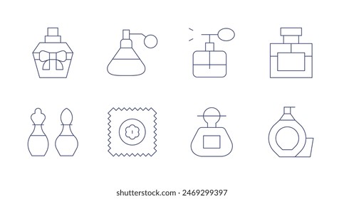 Perfume icons. Editable stroke. Containing perfume, perfumed.