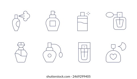 Perfume icons. Editable stroke. Containing beauty, fragrance, parfum, perfume.