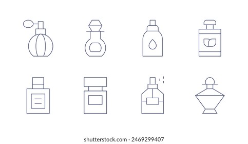 Perfume icons. Editable stroke. Containing girl, cologne, fragance, perfume.