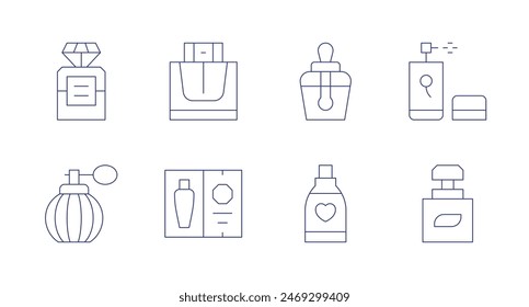 Perfume icons. Editable stroke. Containing aroma, freshener, perfume.