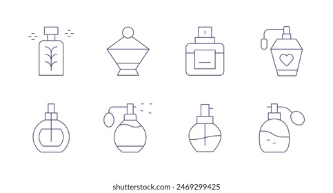 Perfume icons. Editable stroke. Containing cologne, perfume.